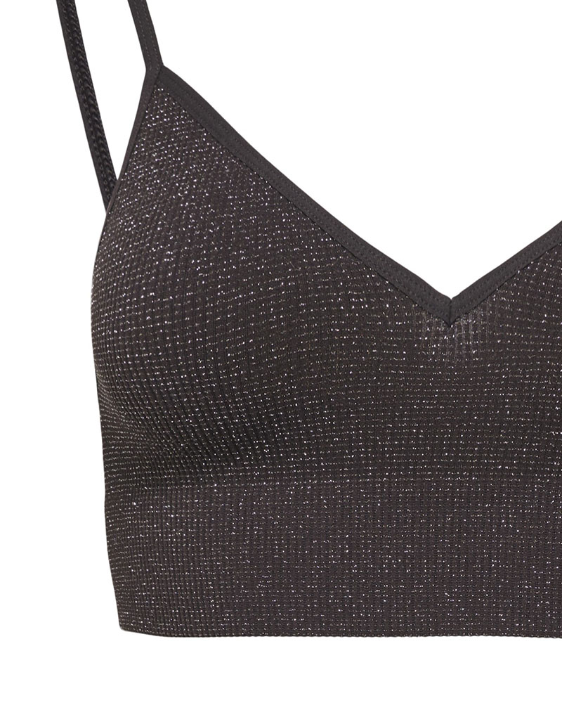 ONLY ONLVICKY GLITTER SEAMLESS V-NECK TOP ACC - 15245895