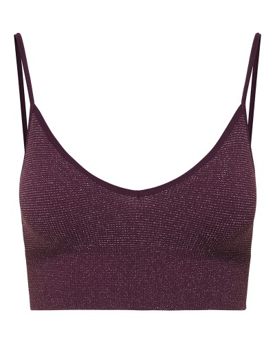 ONLY ONLVICKY GLITTER SEAMLESS V-NECK TOP ACC - 15245895