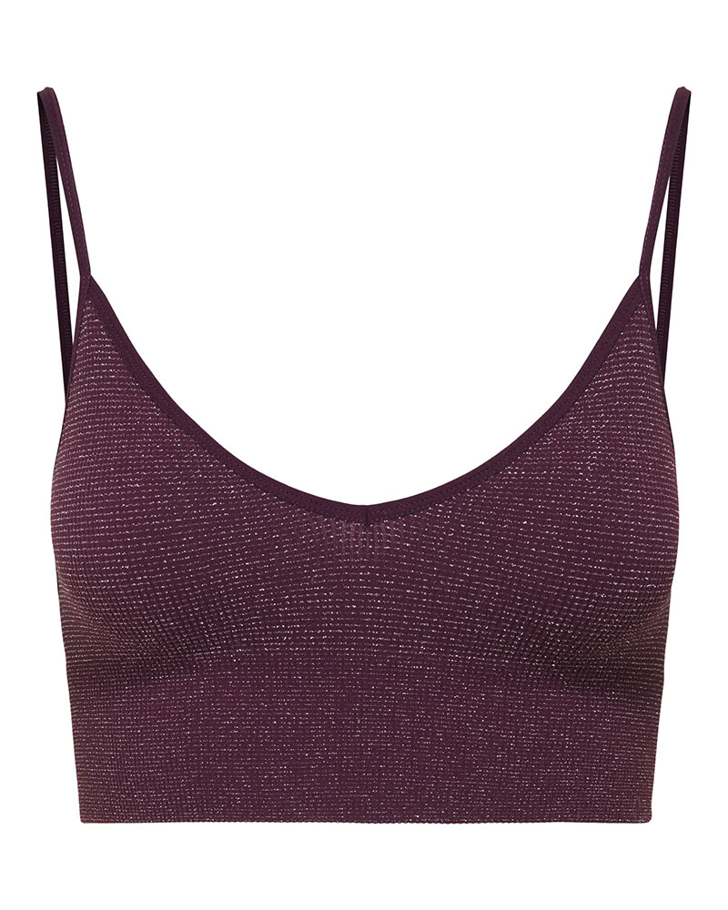 ONLY ONLVICKY GLITTER SEAMLESS V-NECK TOP ACC - 15245895