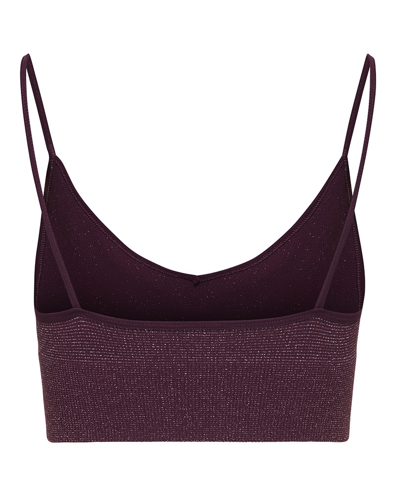 ONLY ONLVICKY GLITTER SEAMLESS V-NECK TOP ACC - 15245895
