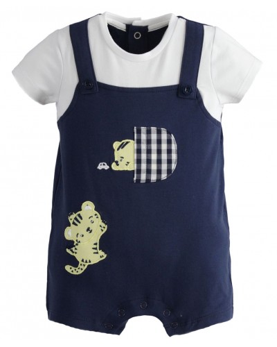 IDO Fake dungaree baby romper with tigers - 4.4077/00