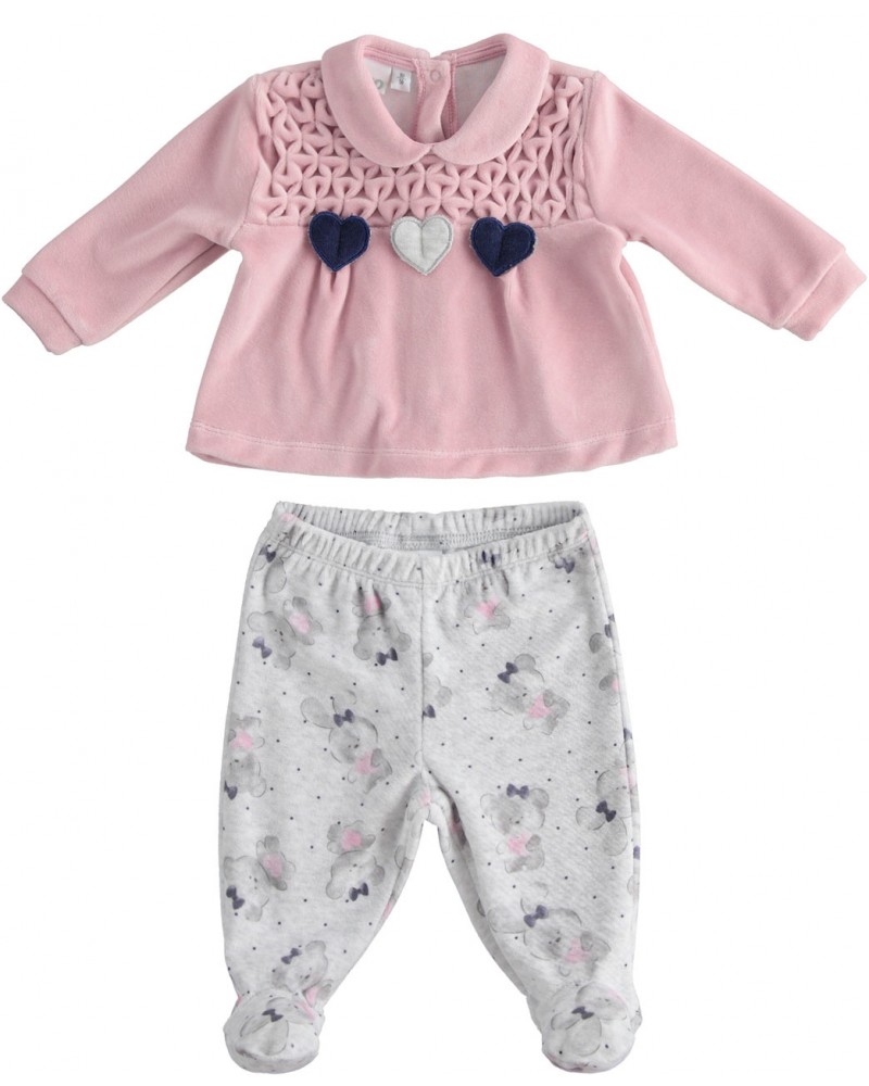 IDO TWO PIECES ROMPERS SUIT WITH FEET - 4.5264/00