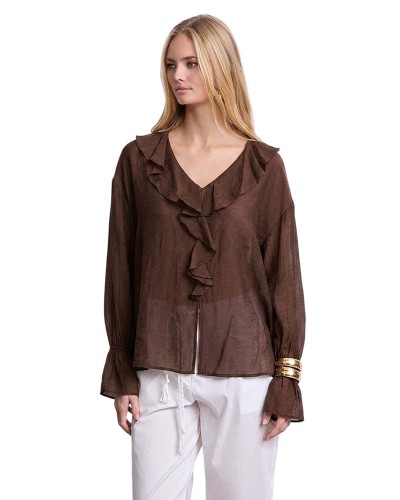 MARKUP  BLUSA IN MUSSOLA CON ROUCHES ΓΥΝΑΙΚΕΙΟ ΜΠΛΟΥΖΑ - MUPAPMW1610104000000