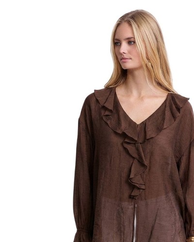 MARKUP  BLUSA IN MUSSOLA CON ROUCHES ΓΥΝΑΙΚΕΙΟ ΜΠΛΟΥΖΑ - MUPAPMW1610104000000
