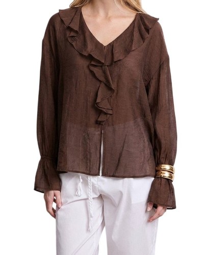 MARKUP  BLUSA IN MUSSOLA CON ROUCHES ΓΥΝΑΙΚΕΙΟ ΜΠΛΟΥΖΑ - MUPAPMW1610104000000