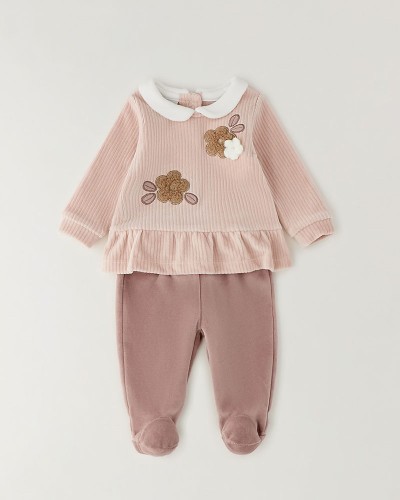 IDO TWO PIECES ROMPERS SUIT WITH FEET - 4.H185/00