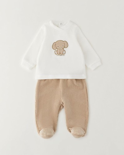 IDO TWO PIECES ROMPERS SUIT WITH FEET - 4.H002/00