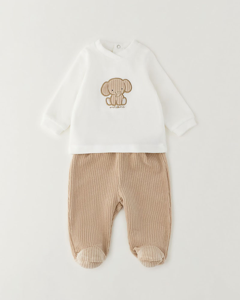 IDO TWO PIECES ROMPERS SUIT WITH FEET - 4.H002/00