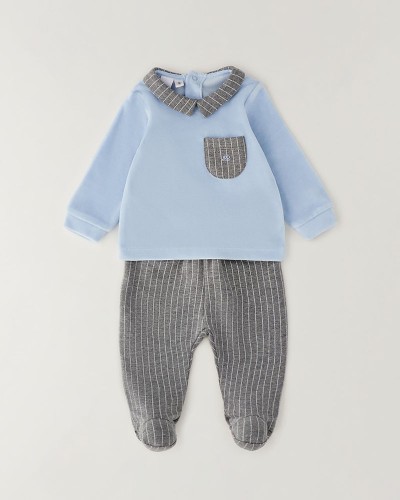 IDO TWO PIECES ROMPERS SUIT WITH FEET - 4.H003/00