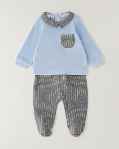 IDO TWO PIECES ROMPERS SUIT WITH FEET - 4.H003/00