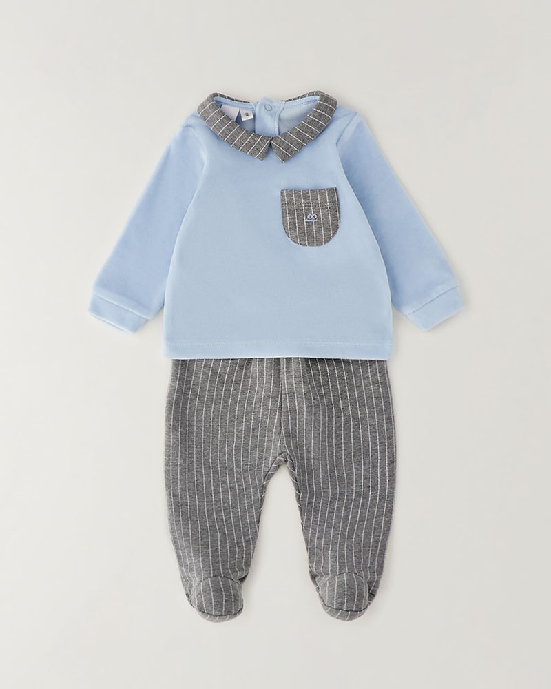 IDO TWO PIECES ROMPERS SUIT WITH FEET - 4.H003/00