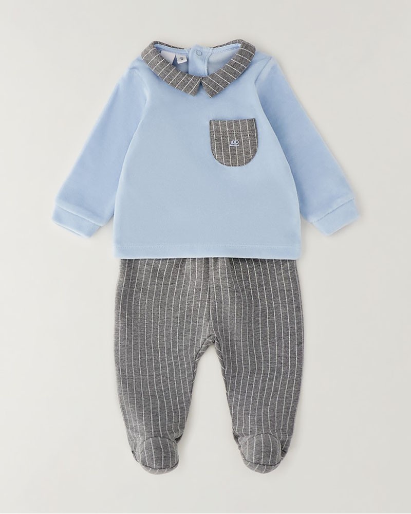 IDO TWO PIECES ROMPERS SUIT WITH FEET - 4.H003/00