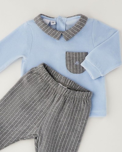 IDO TWO PIECES ROMPERS SUIT WITH FEET - 4.H003/00