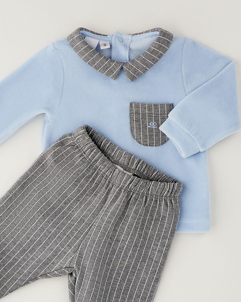 IDO TWO PIECES ROMPERS SUIT WITH FEET - 4.H003/00