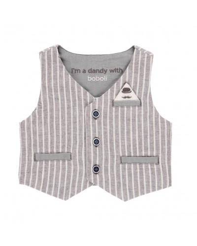 BOBOLI Linen vest striped for baby boy - 714293