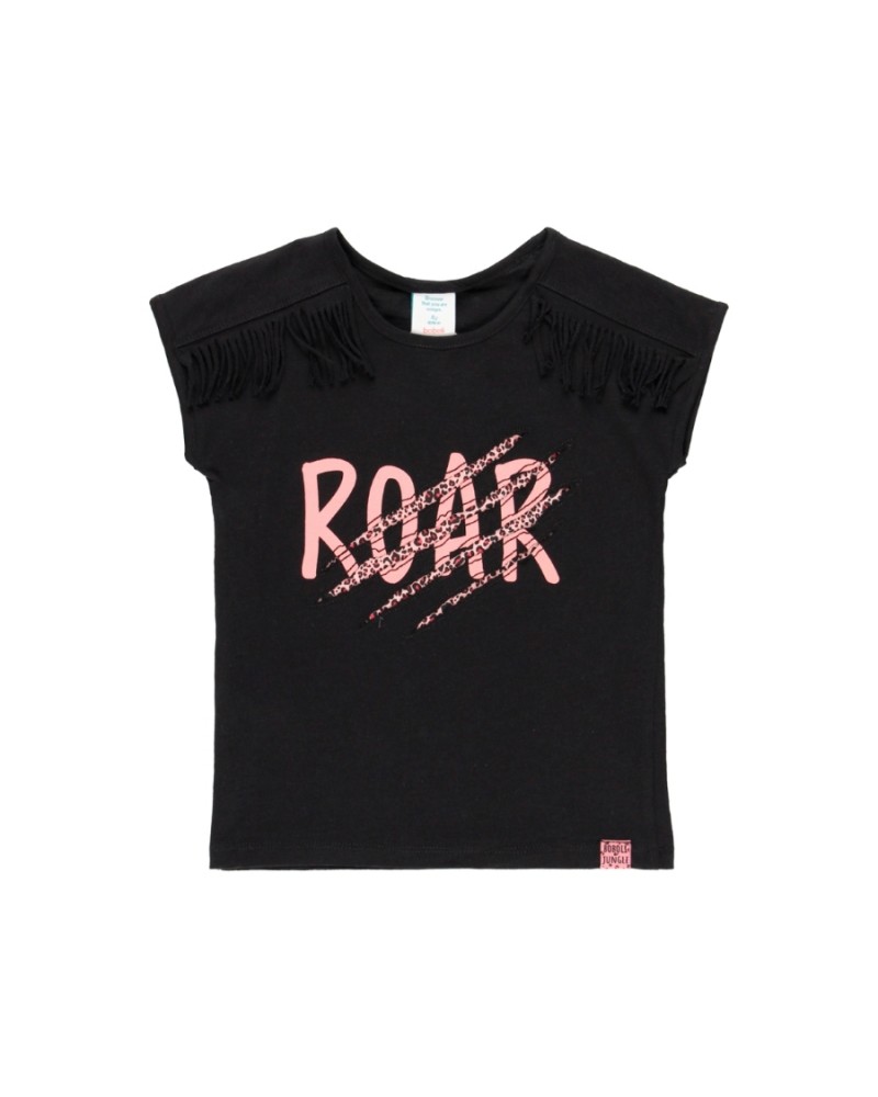 BOBOLI Knit t-Shirt flame with fringes for girl - 404154