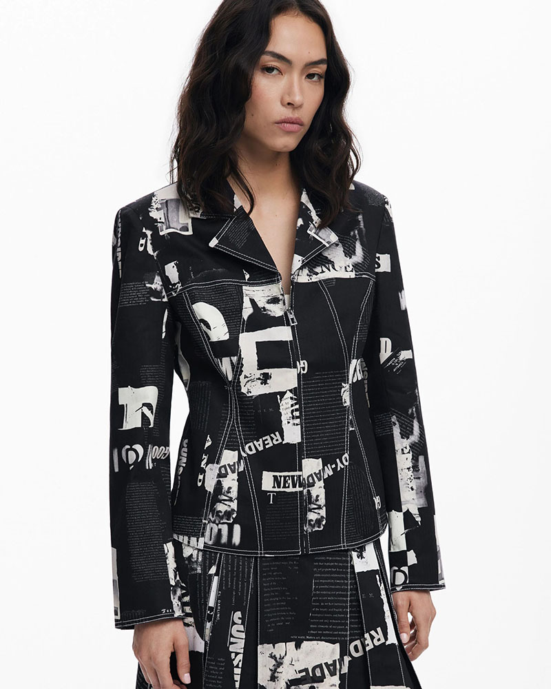 DESIGUAL BLAZER_NEWSPAPER_BLAC ΠΑΛΤΟ ΓΥΝΑΙΚΕΙΟ - DS0AP25WWEW200000000