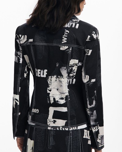 DESIGUAL BLAZER_NEWSPAPER_BLAC ΠΑΛΤΟ ΓΥΝΑΙΚΕΙΟ - DS0AP25WWEW200000000