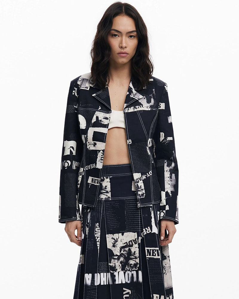 DESIGUAL BLAZER_NEWSPAPER_BLAC ΠΑΛΤΟ ΓΥΝΑΙΚΕΙΟ - DS0AP25WWEW200000000