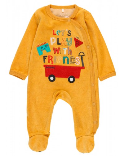 BOBOLI Velour play suit embroidery for baby - 145088