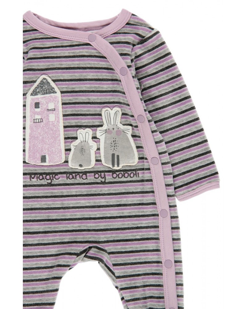 BOBOLI Velour play suit striped for baby - 125109