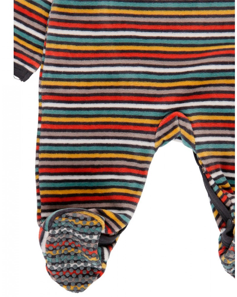 BOBOLI Velour play suit striped for baby boy - 145134
