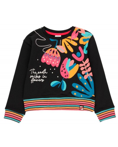 BOBOLI Fleece stretch sweatshirt "floral" for girl - 415246