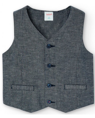 BOBOLI Linen vest denim for boy - 736253