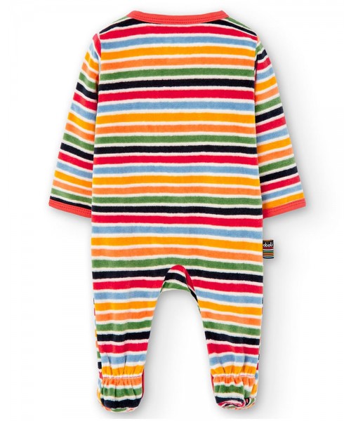 BOBOLI Velour play suit striped for baby -BCI - 127112