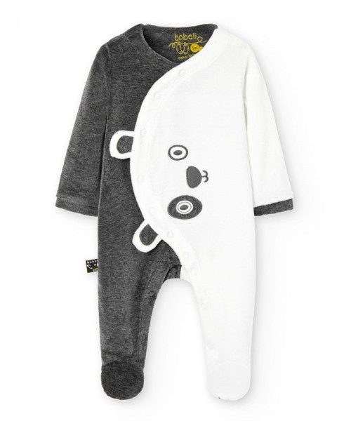 BOBOLI Velour play suit bicolour for baby -BCI - 137045