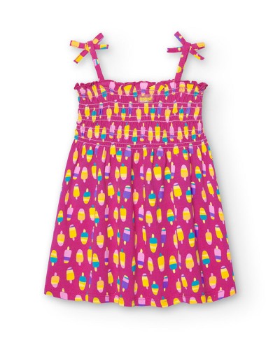 BOBOLI Knit dress printed for baby -BCI - 808051