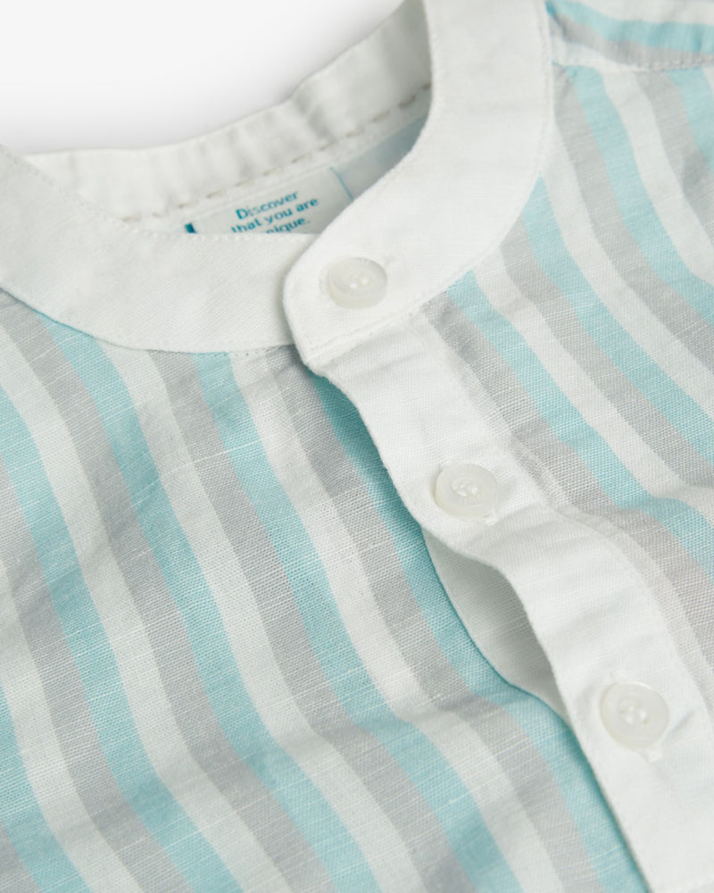 BOBOLI Shirt linen striped for baby -BCI - 718174