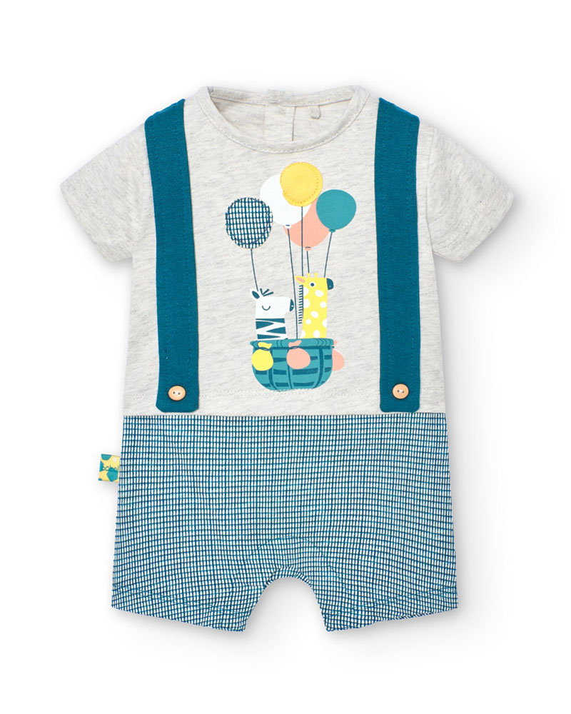 BOBOLI Knit play suit for baby boy -BCI - 138215