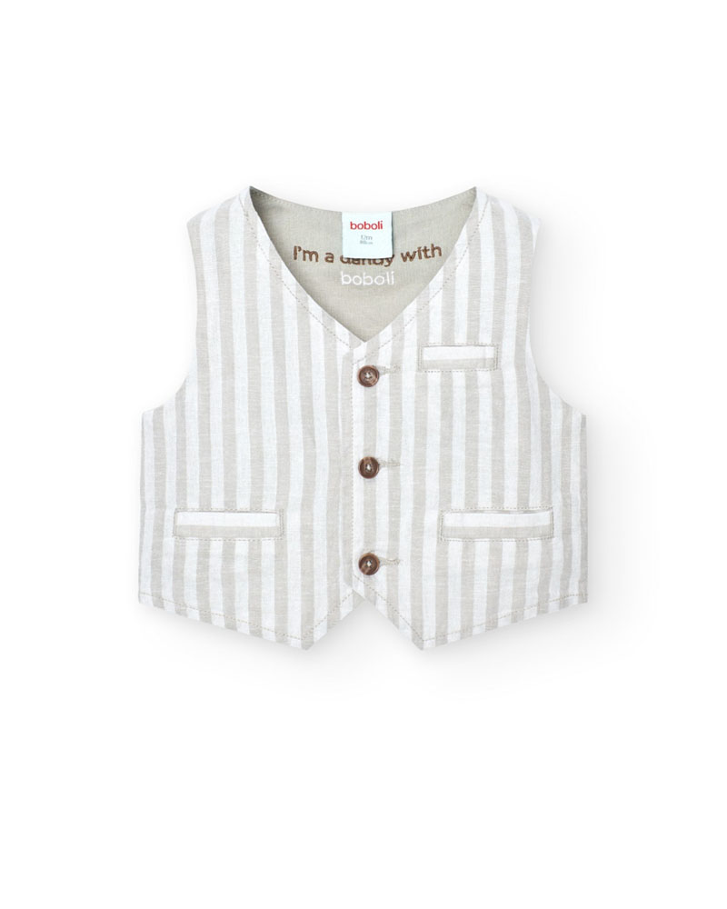 BOBOLI Linen vest striped for baby boy -BCI - 718118