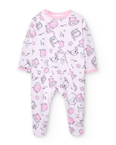 BOBOLI Knit play suit printed for baby -BCI - 108087