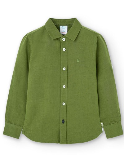 BOBOLI Linen shirt long sleeves for boy -BCI - 738031