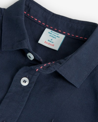 BOBOLI Linen shirt long sleeves for boy -BCI - 738031