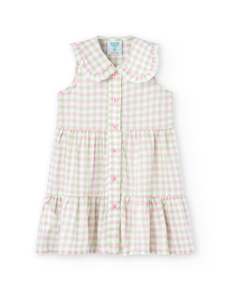 BOBOLI Viscose dress check for baby girl - 208088