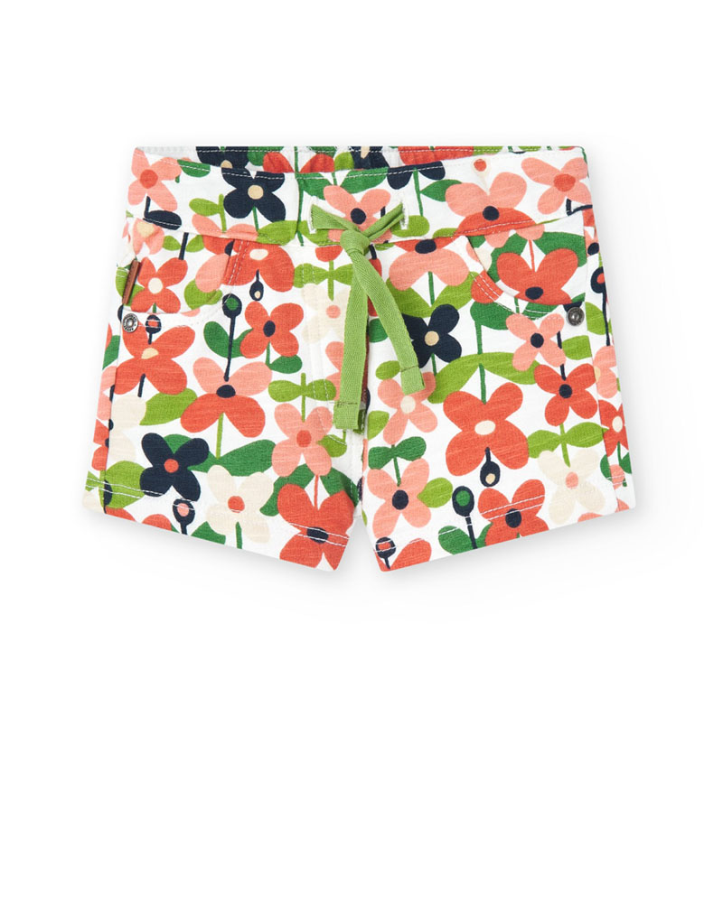 BOBOLI Fleece shorts floral for baby girl -BCI - 228080