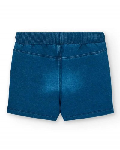 BOBOLI Fleece bermuda shorts denim for baby boy -BCI - 390259