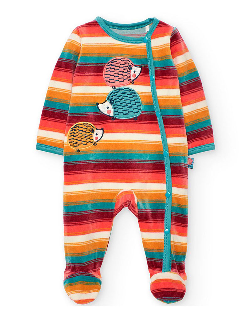 BOBOLI Velour play suit striped for baby -BCI - 132062