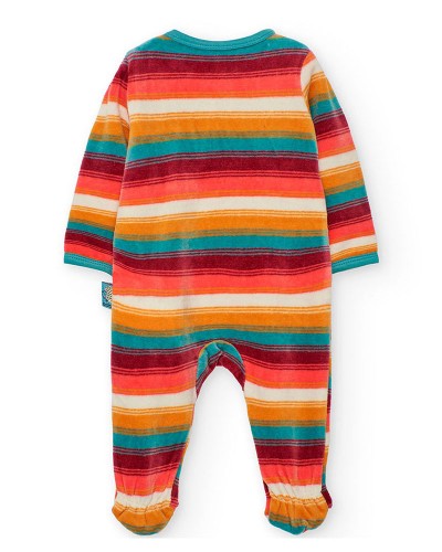 BOBOLI Velour play suit striped for baby -BCI - 132062
