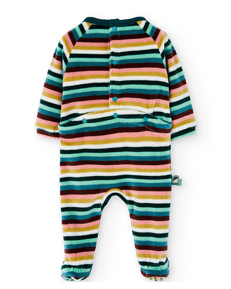 BOBOLI Velour play suit striped for baby - 142096
