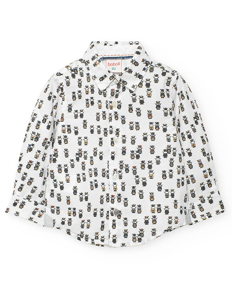 BOBOLI Poplin shirt printed for baby -BCI - 712055