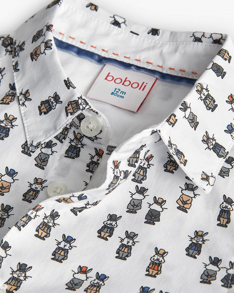 BOBOLI Poplin shirt printed for baby -BCI - 712055