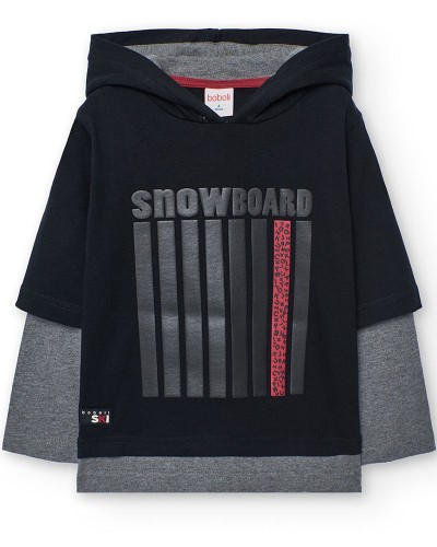 BOBOLI Knit hooded t-Shirt for boy -BCI - 532000 BOBOLI Knit hooded t-Shirt for boy -BCI - 532000