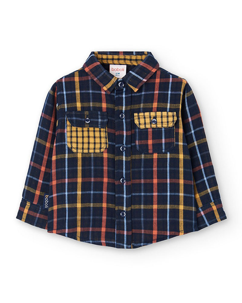 BOBOLI Long sleeves shirt check for baby -BCI - 302094
