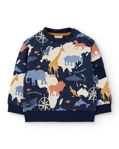 BOBOLI Fleece sweatshirt printed for baby -BCI - 302049