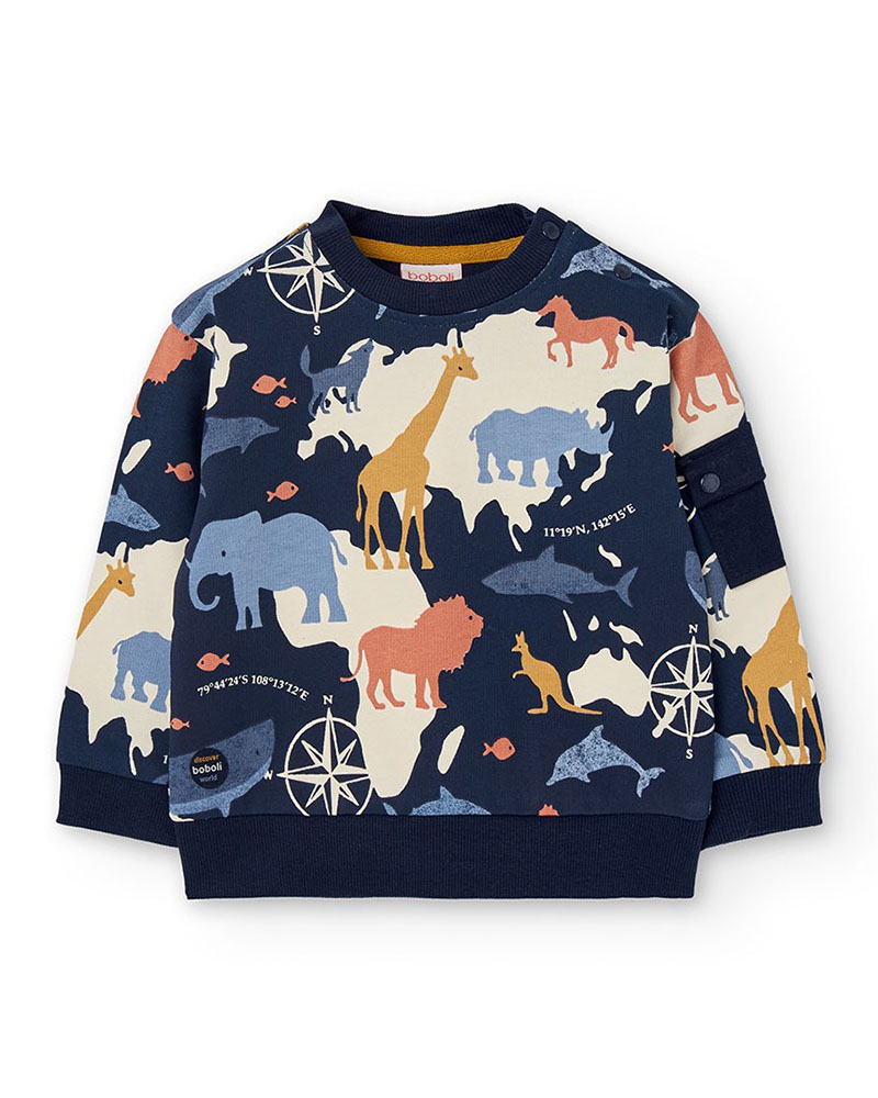 BOBOLI Fleece sweatshirt printed for baby -BCI - 302049