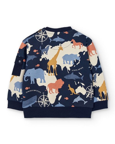 BOBOLI Fleece sweatshirt printed for baby -BCI - 302049